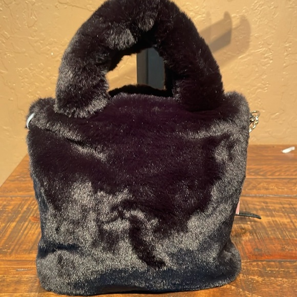 NWT Juicy Couture Black Faux Fur Mini Tote or Crossbody MSRP $89 - Picture 8 of 10